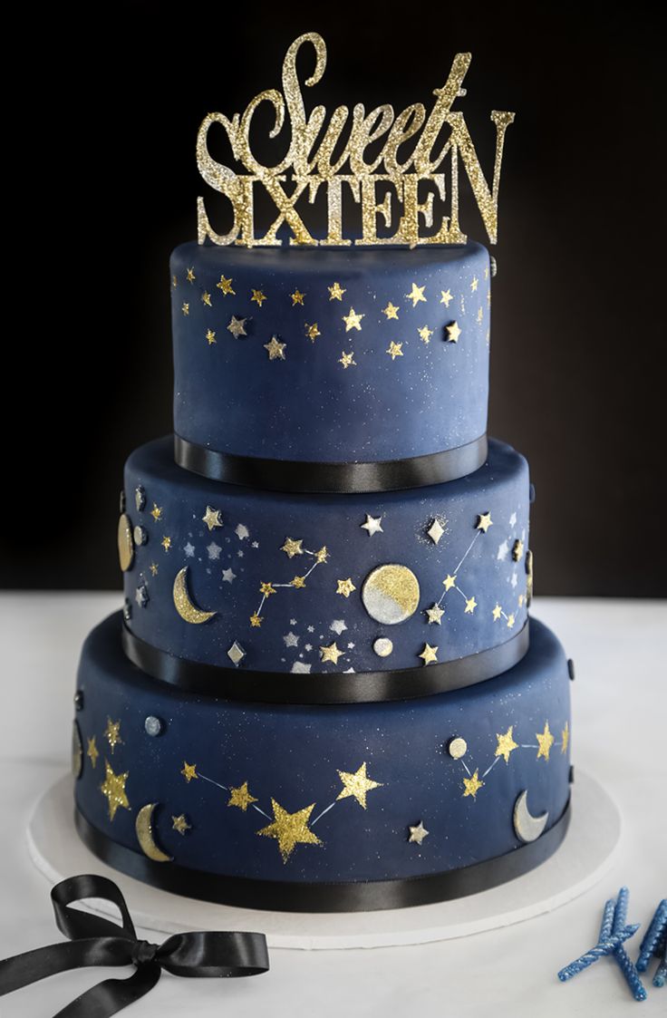 Blue Sweet 16 Birthday Cakes