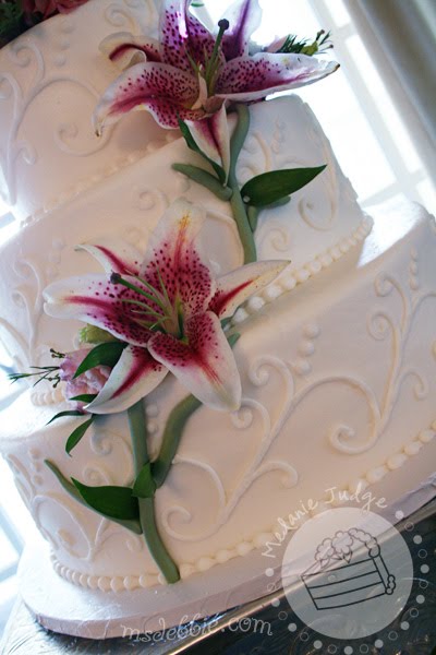 Buttercream Wedding Cake with Lilies and Tiger