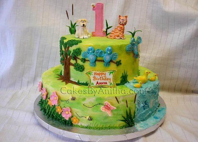 Cat and Dog Themed Birthday Cake