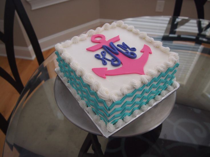 Chevron Monogram Birthday Cake