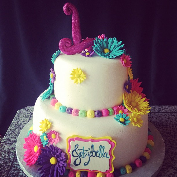 Colorful Flowers Birthday Cake