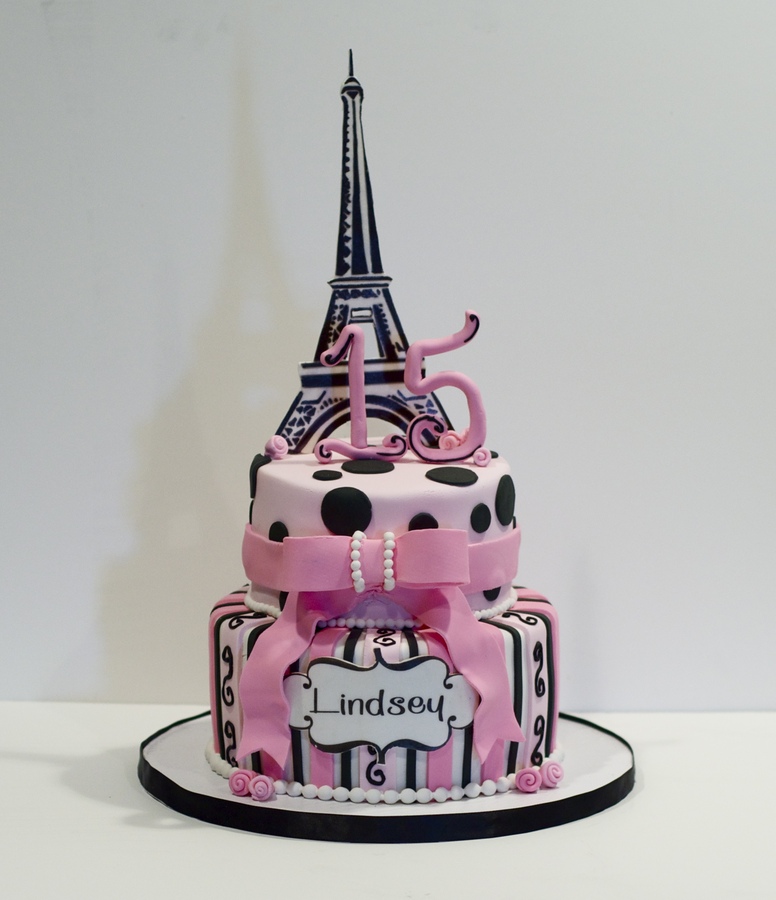 Eiffel Tower Paris Theme Birthday Cake