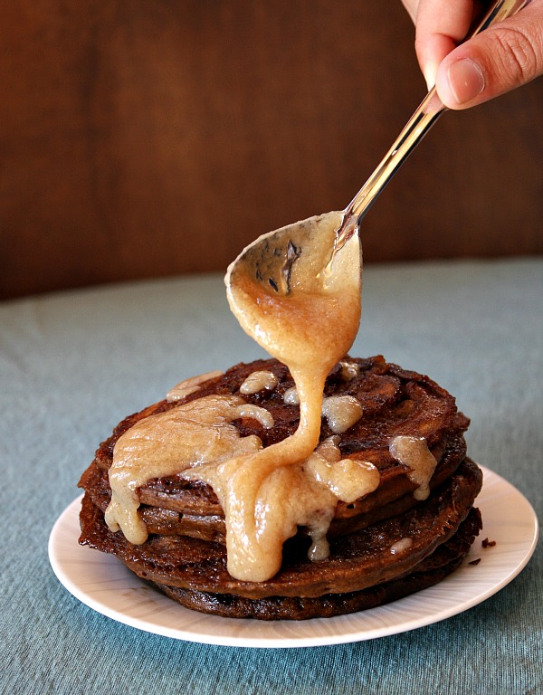 Gingerbread Cinnamon Roll Pancakes