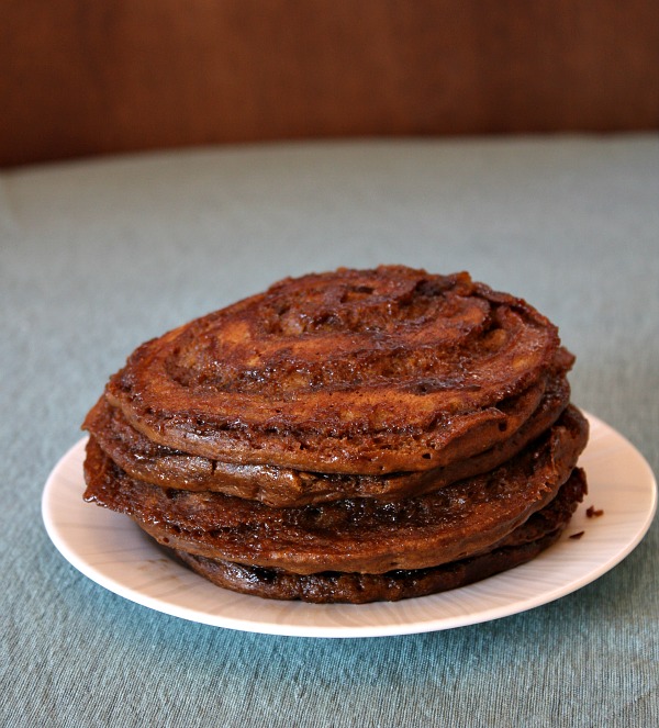 Gingerbread Cinnamon Roll Pancakes