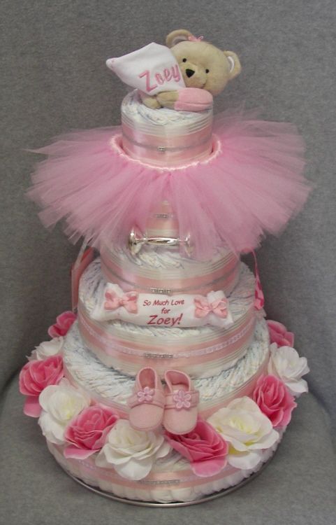 9 Photos of Cute Girl Baby Shower Diaper Cakes