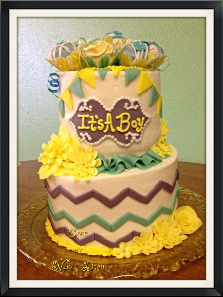 10 Photos of Teal And Yellow Baby Shower Block Cakes