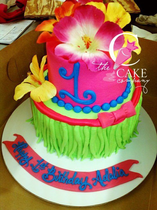 Hawaiian First Birthday Cake