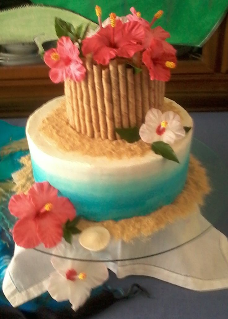 Hawaiian Hibiscus Flower Cake