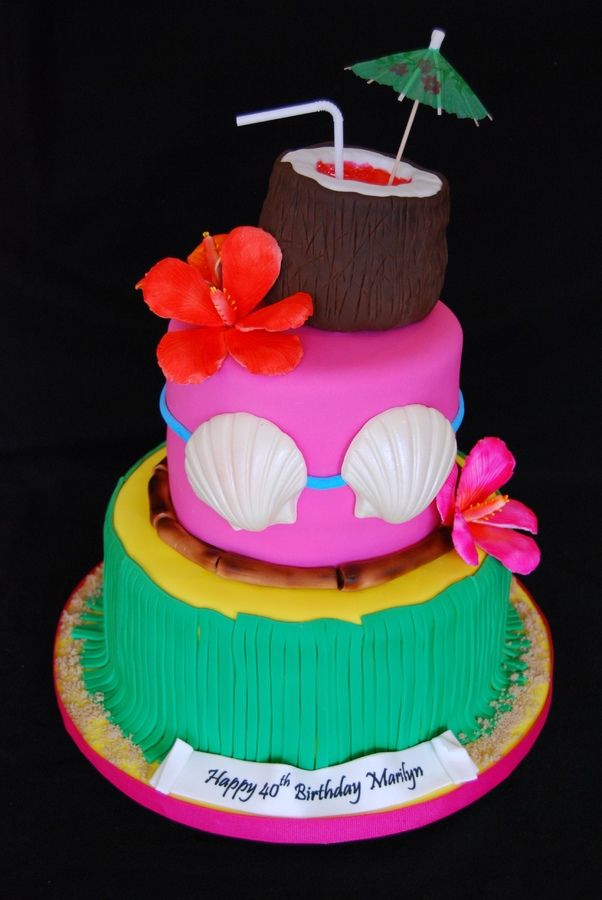 Hawaiian Theme Birthday Cake