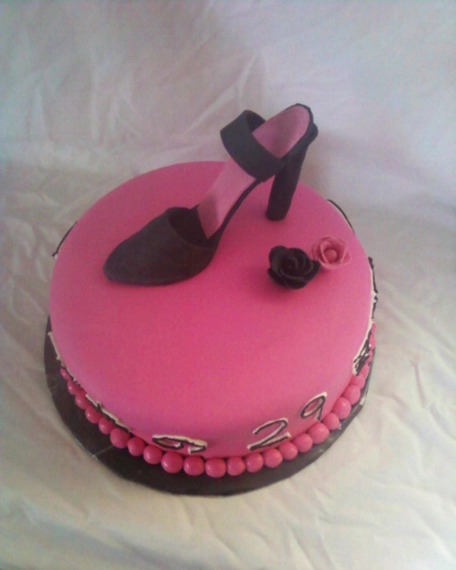 Hot Pink and Black Birthday Cake