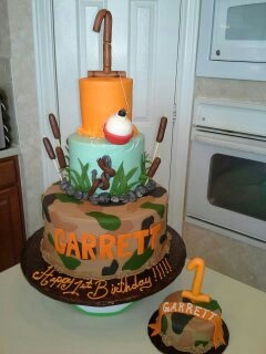 Hunting and Fishing Birthday Cake