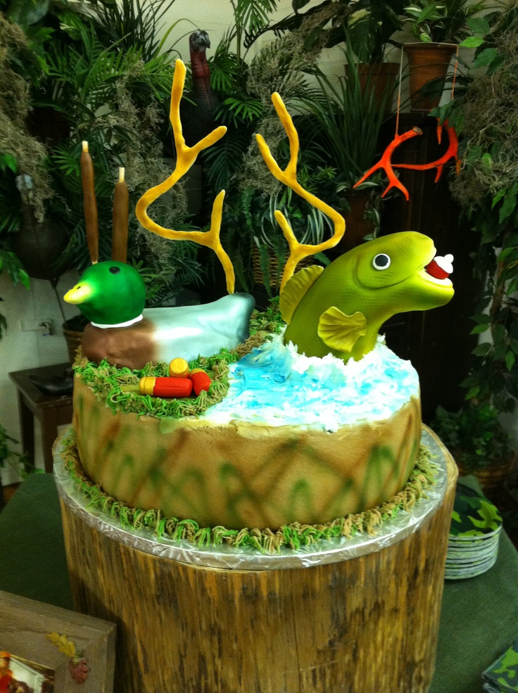 Hunting and Fishing Theme Grooms Cake