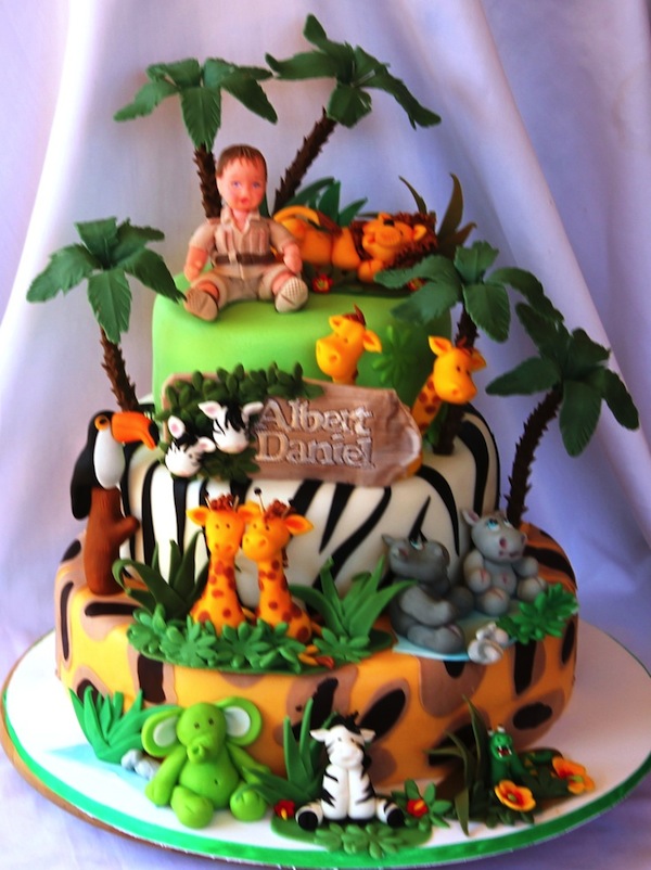 Jungle Animal Theme Birthday Cakes