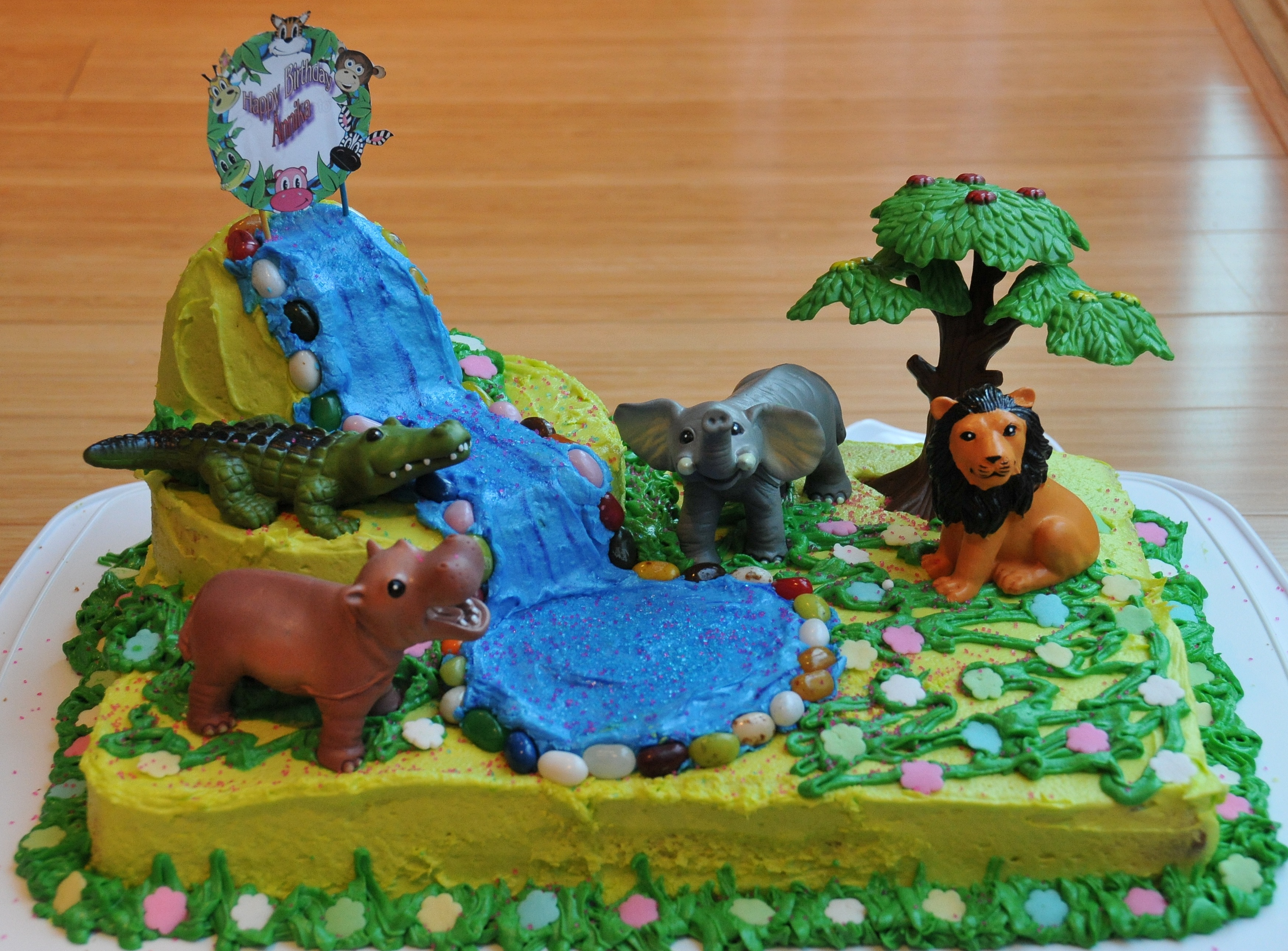 Jungle Themed Birthday Party Cake