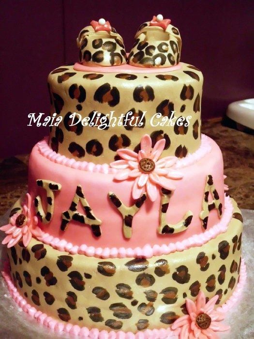 Leopard Print Baby Shower Cake