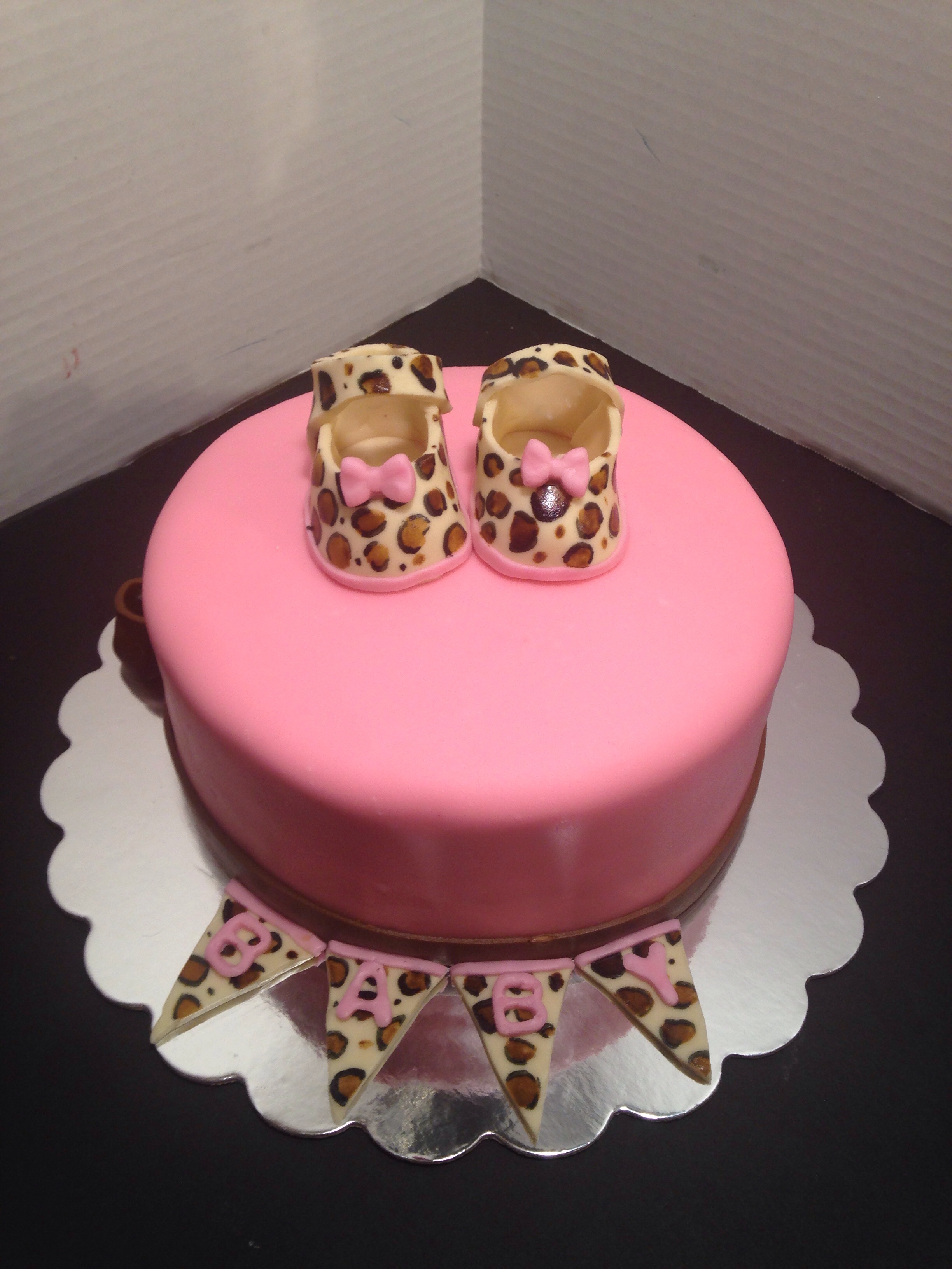 Leopard Print Baby Shower Cake