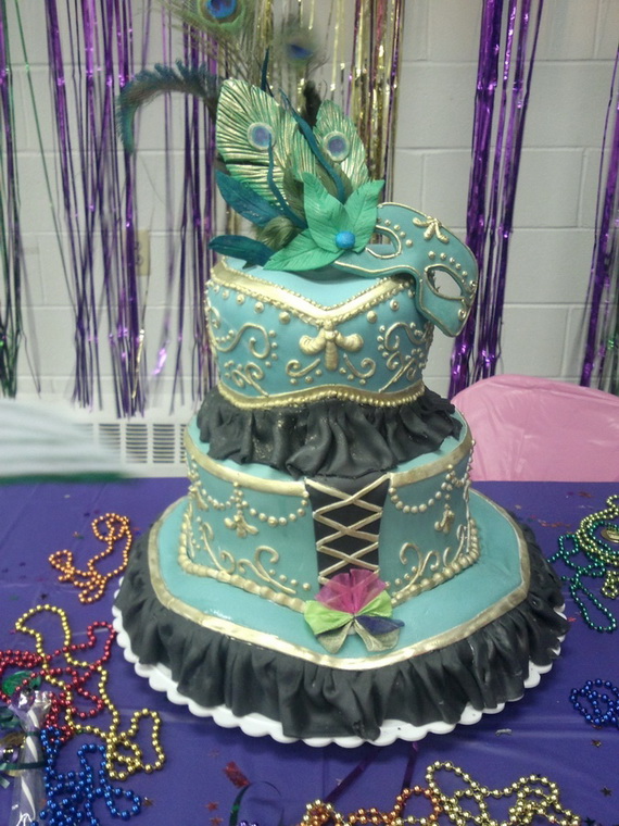 Mardi Gras Peacock Cake