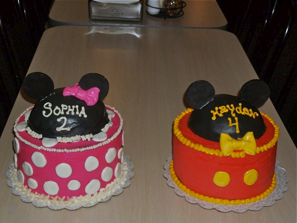 Mickey Mouse and Minnie Twin Birthday Cake