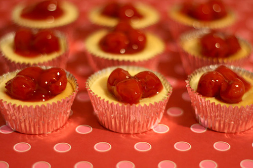 Mini Cherry Cheesecakes with Vanilla Wafers