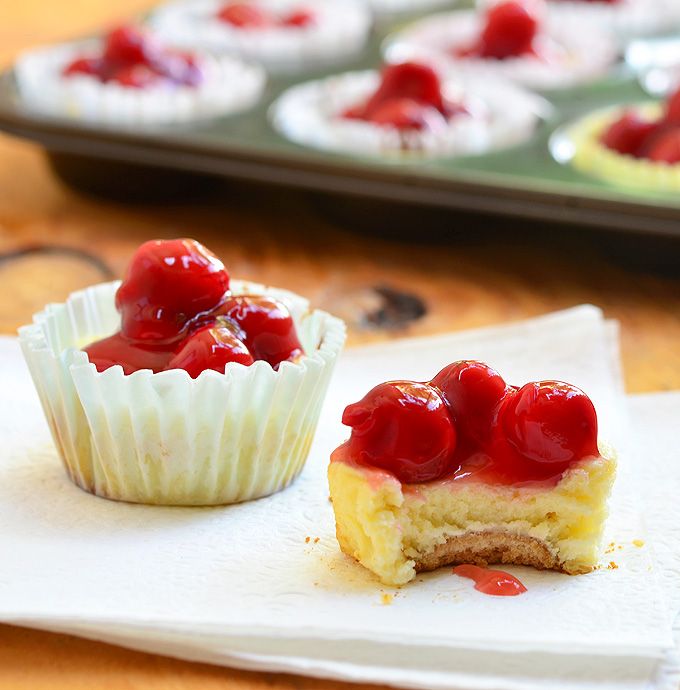 Mini Cherry Cheesecakes with Vanilla Wafers