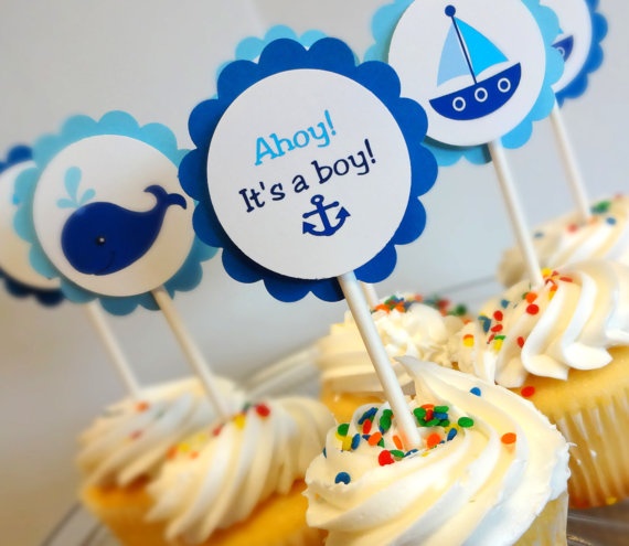 Nautical Baby Shower Cupcake Toppers