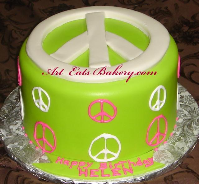 Neon Peace Sign Birthday Cakes