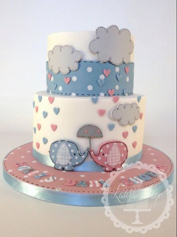 Neutral Elephant Baby Shower Cake