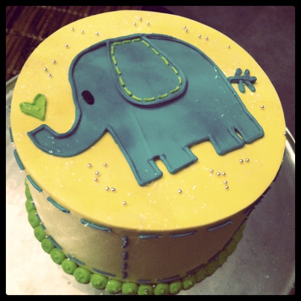 Neutral Elephant Baby Shower Cake