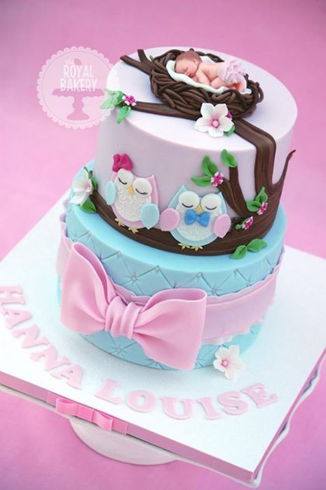 Owl Baby Shower Cake