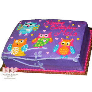 Owl Birthday Sheet Cake