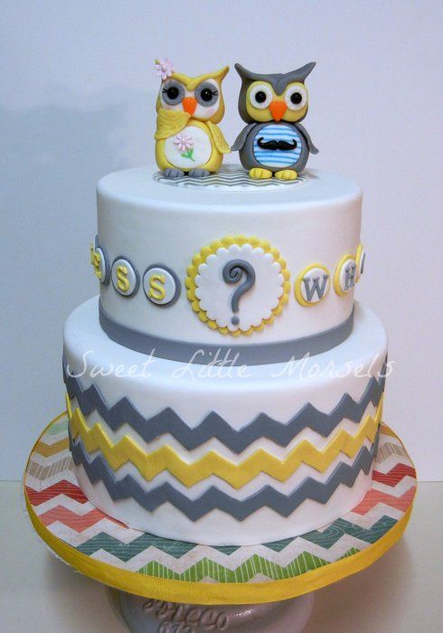 Owl Gender Reveal Cake