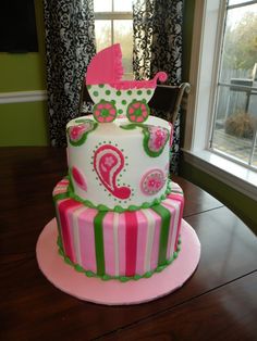 7 Photos of Paisley Print Baby Shower Cakes