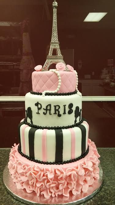 Paris Themed Birthday Cake