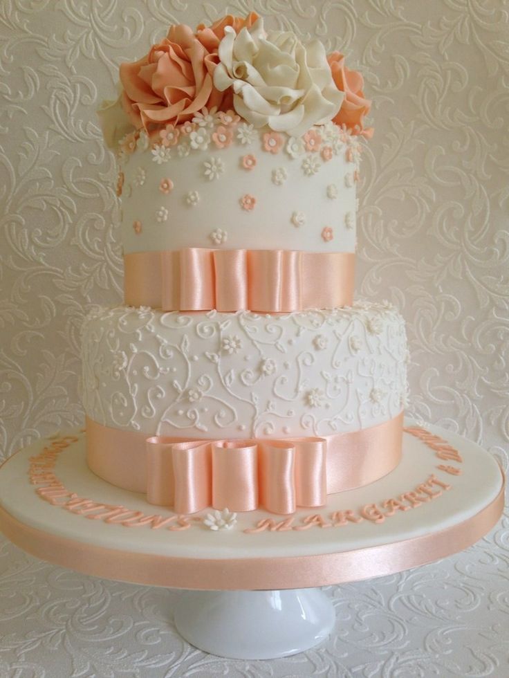 Peach and Cream Wedding Cake