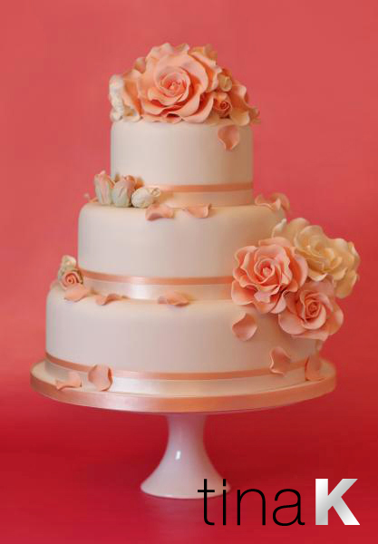 Peach and Cream Wedding Cake