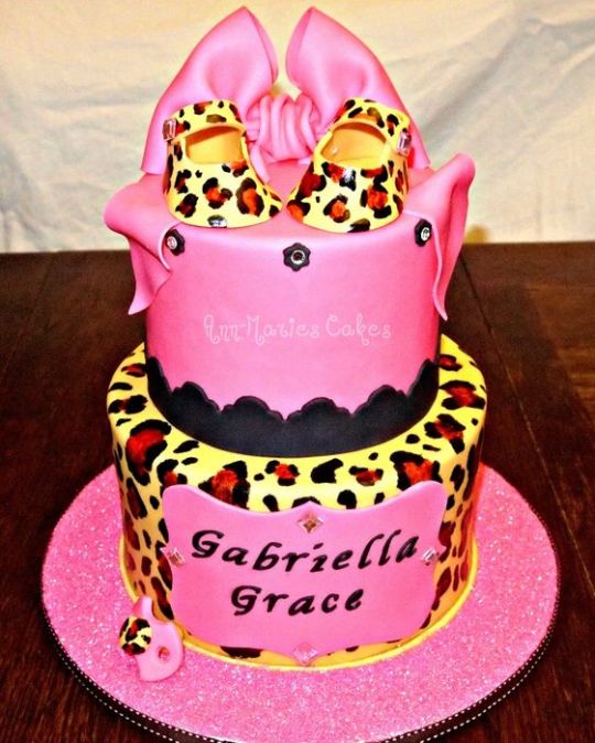 Pink and Leopard Baby Shower Cake