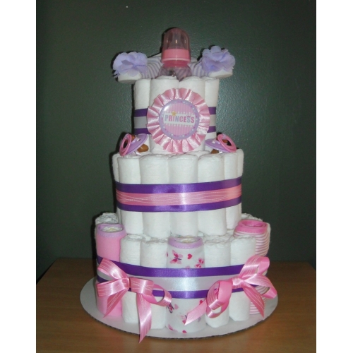 12 Photos of Pink And Purple Diaper Cakes