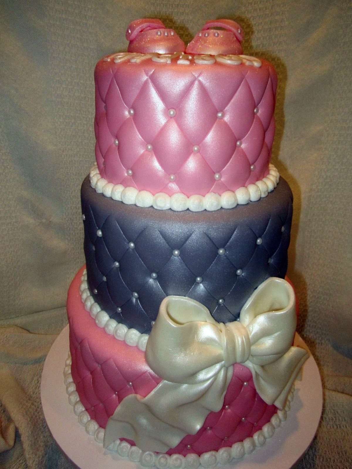 Pink Baby Shower Cakes with Pearls