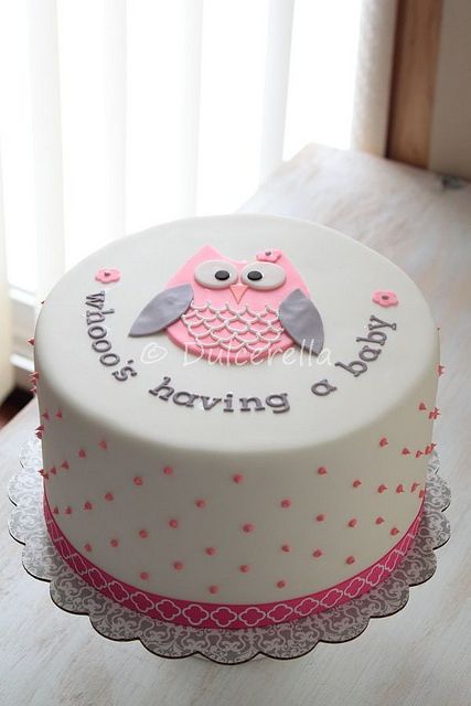 Pink Owl Baby Shower Cake