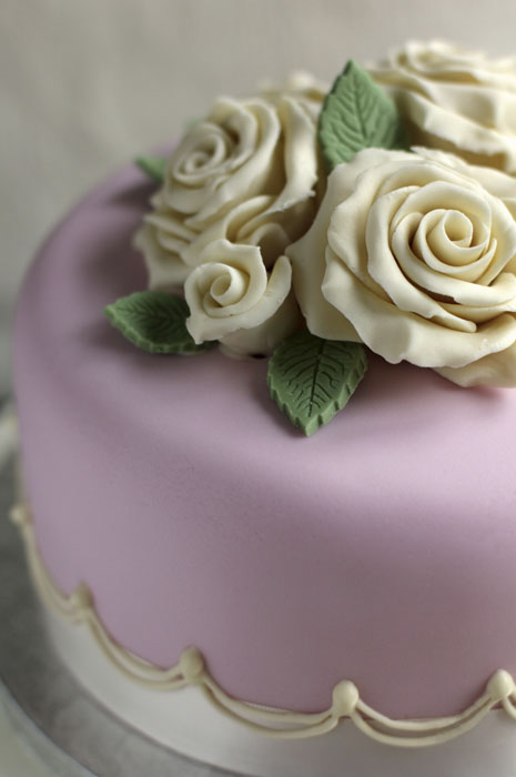 Pink Rose Birthday Cake with Pearls