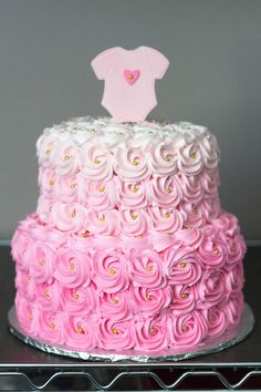 Pink Rosette Baby Shower Cake