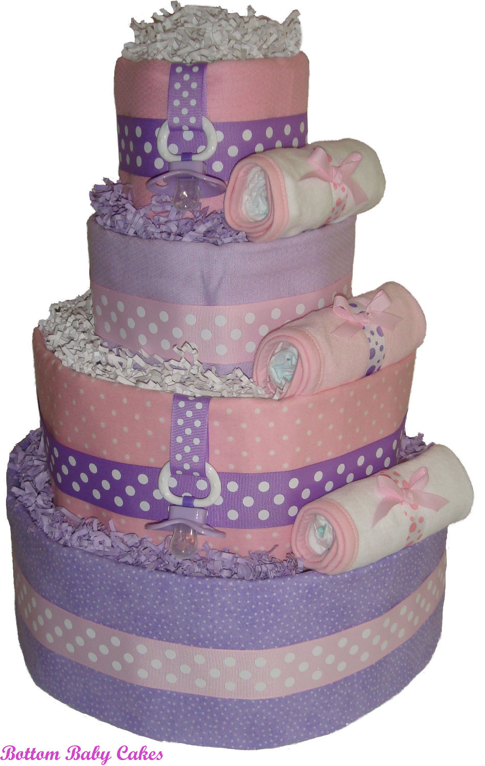 Purple and Pink Baby Girl Diaper Cake