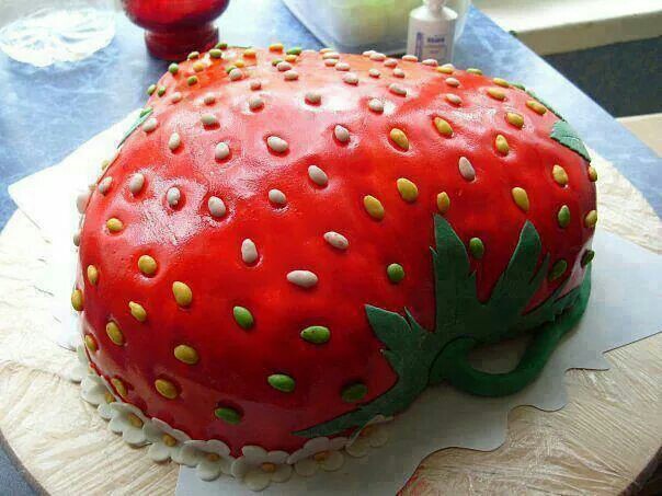 Strawberry Shaped Cake