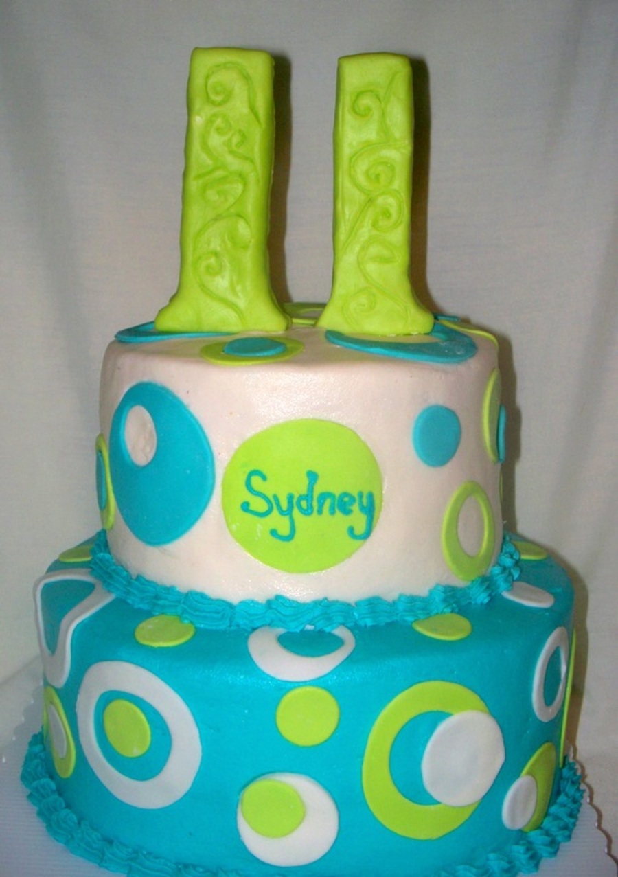 Teal and Lime Green Birthday Cake