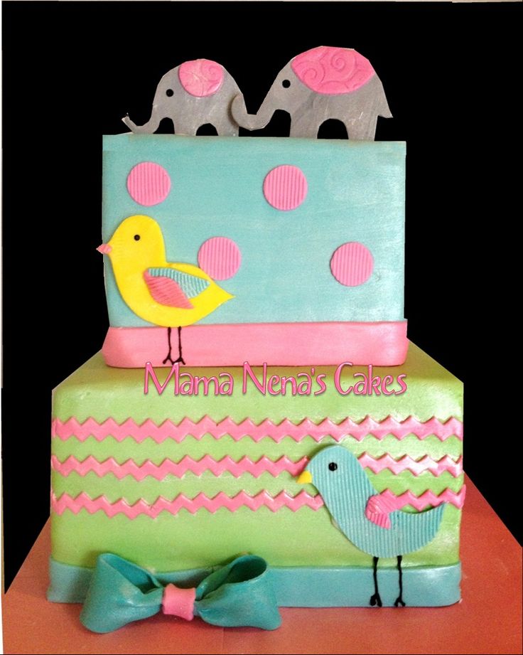 Teal and Pink Baby Shower Cake