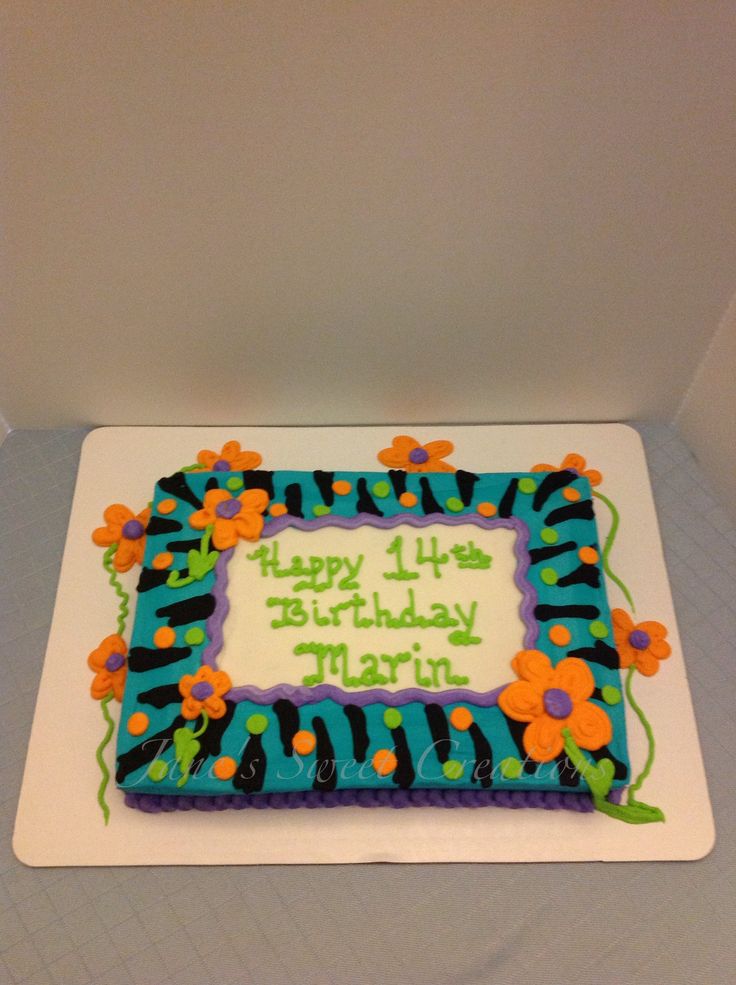 Teal and Purple Sheet Cake