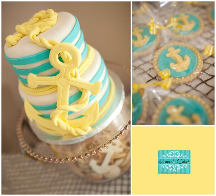 Teal and Yellow Baby Shower Cakes