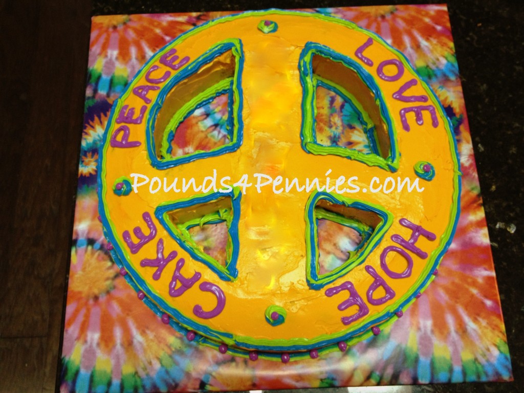 Tie Dye Peace Sign Birthday Cake