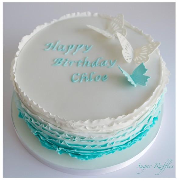 Turquoise Ombre Birthday Cake