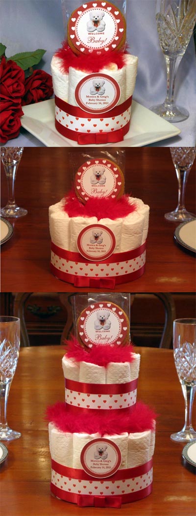 VALENTINE's DAY Teddy Bear Diaper Cake Centerpieces